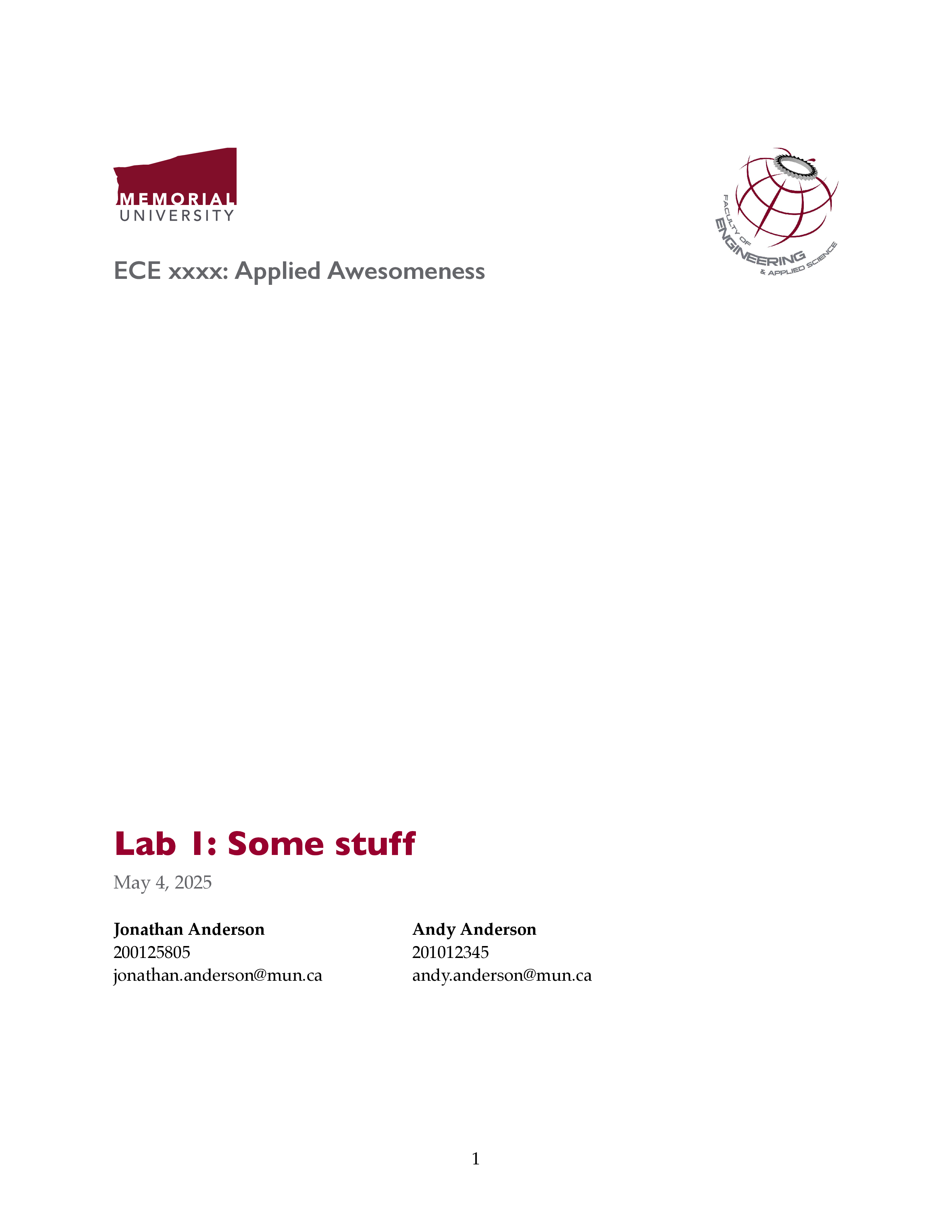 Page 0 of example lab report